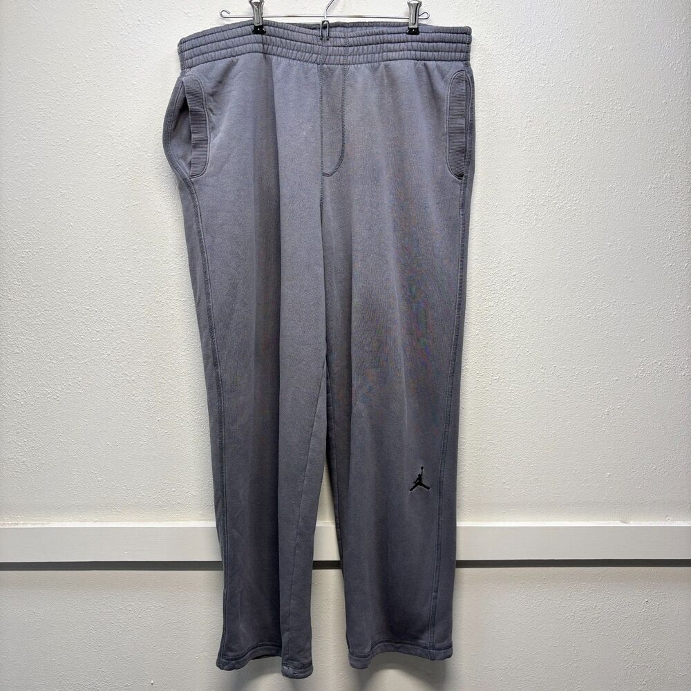 Jordan Sweatpants Mens Large Gray Fleece Jumpman Wide Leg Pants